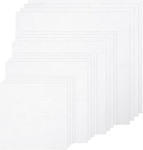 16 PCS Embroidery Fabric, Pre-Cut Beige Natural Linen Needlework Embroidery Cloth Fabric, 4 Different Sizes 5.9 to 11.8inch, Embroidery Cloth Squares for Embroidery Garment Craft in Kuwait