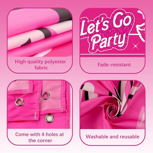 Hot Pink Birthday decorations Party Supplies,Photo Booth Props for Girls,Pink Fringe Backdrop,Pink Balloons for women in Kuwait