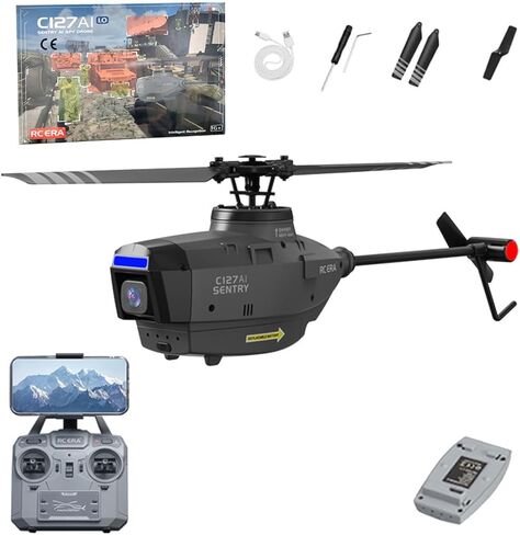 RC ERA C127AI Black Hornet RC Helicopter with 1080p Camera, 2.4G 4CH 6G Flybarless Brushless Helicopter, Military Aircraft with Altitude Hold & Optical Flow in Saudi Arabia