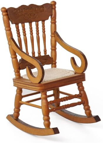 Odoria 1/12 Miniature Rocking Chair Dollhouse Furniture Accessories, Brown in Kuwait