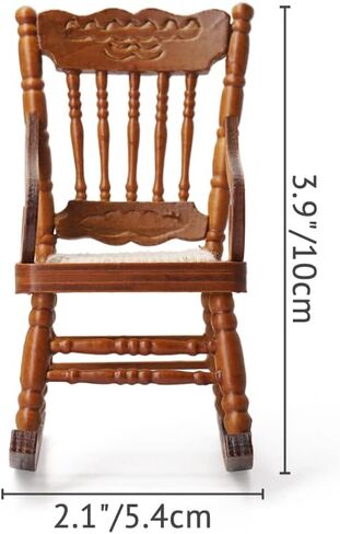 Odoria 1/12 Miniature Rocking Chair Dollhouse Furniture Accessories, Brown in Kuwait