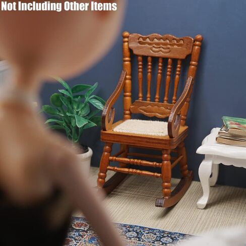 Odoria 1/12 Miniature Rocking Chair Dollhouse Furniture Accessories, Brown in Kuwait