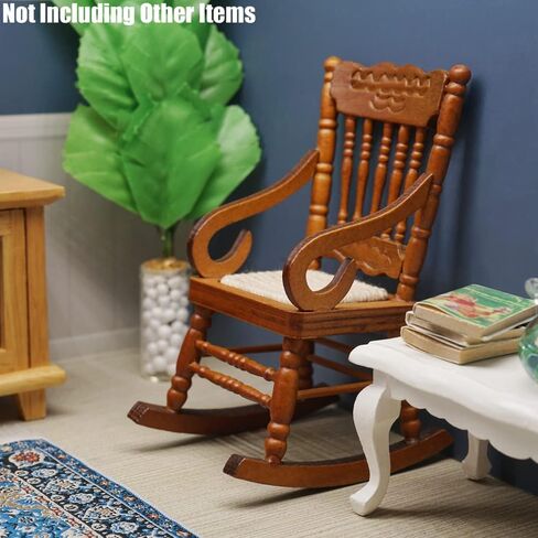 Odoria 1/12 Miniature Rocking Chair Dollhouse Furniture Accessories, Brown in Kuwait