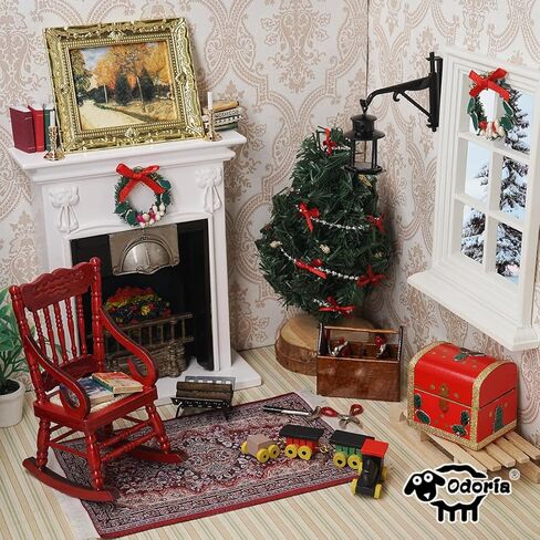 Odoria 1/12 Miniature Rocking Chair Dollhouse Furniture Accessories, Brown in Kuwait