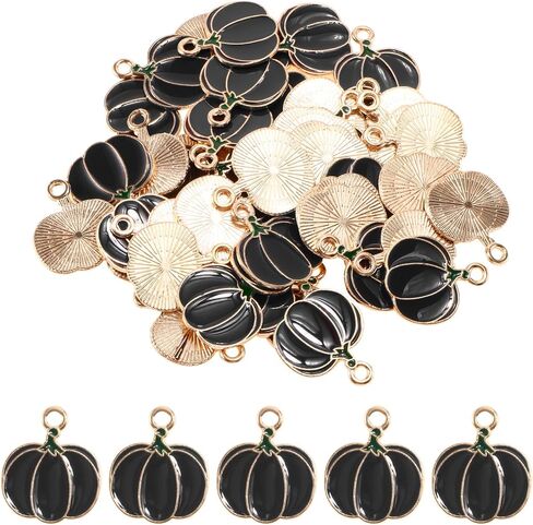 PATIKIL Pumpkin Pendants, 50 Pack Enamel Pumpkin Beads Metal Pumpkins Charm for Jewelry Making Bracelet Necklace Earring Keychain in Saudi Arabia