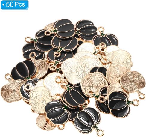 PATIKIL Pumpkin Pendants, 50 Pack Enamel Pumpkin Beads Metal Pumpkins Charm for Jewelry Making Bracelet Necklace Earring Keychain in Saudi Arabia