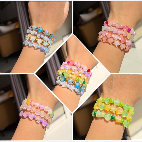 1000Pcs Matte Acrylic Star Beads Hart Beads for Jewelry Making Frosted Gold Foil Acrylic Beads Pastel Beads Colorful Assorted Bead Cute Aesthetic Kawaii Bead for Bracelet DIY Craft Earring Phone Charm in Saudi Arabia