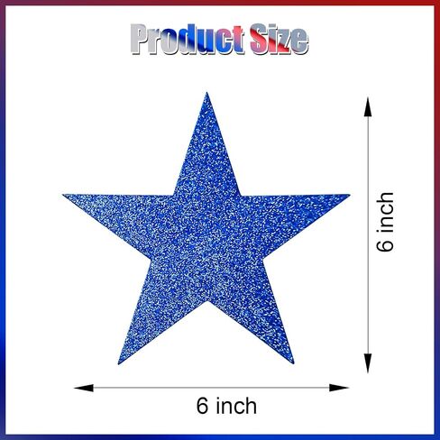 108 Pcs 6 Inch Patriotic Stars Cutouts 4th of July Cardboard Stars Cut-Outs Decorations for Independence Day Memorial Day Graduation Wall Decor Craft Supplies (Red, Blue, Silver) in Saudi Arabia