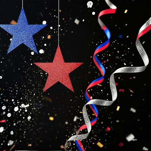 108 Pcs 6 Inch Patriotic Stars Cutouts 4th of July Cardboard Stars Cut-Outs Decorations for Independence Day Memorial Day Graduation Wall Decor Craft Supplies (Red, Blue, Silver) in Saudi Arabia