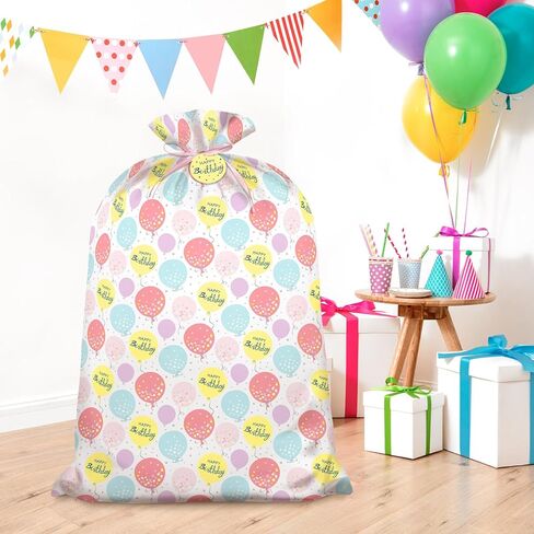 56" Extra Large Blue Plastic Gift Bag, Jumbo Happy Birthday Gift Bag with Tag and Tie for Boy Kids Birthdays Parties or Holiday in Saudi Arabia