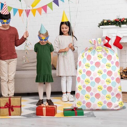56" Extra Large Blue Plastic Gift Bag, Jumbo Happy Birthday Gift Bag with Tag and Tie for Boy Kids Birthdays Parties or Holiday in Saudi Arabia