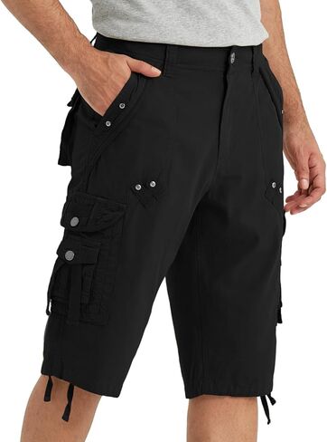 BEST SOUTH Men's Long Shorts Below Knee 13 Inches Relaxed Fit Casual Capri 3/4 Pants 8 Pockets in Kuwait