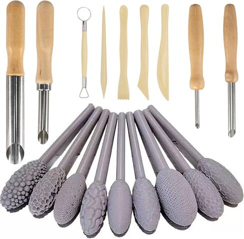 Clay Texture Roller for Art Projects,5/9/18pcs Modeling Pattern Rollers Kit, Single Head/Double Head, Roller Stick, Clay Bead Roller,Clay Texture Tools for Art (Single Head 9pcs) in Saudi Arabia