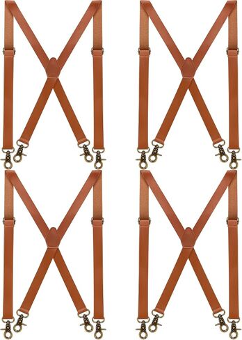 Silicherry 2 Pcs Mens Suspenders Leather Suspenders X Shape Back Adjustable with Swivel Hooks for Jeans Wedding Groomsmen in Kuwait