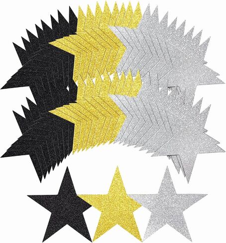 108 Pcs 6 Inch Patriotic Stars Cutouts 4th of July Cardboard Stars Cut-Outs Decorations for Independence Day Memorial Day Graduation Wall Decor Craft Supplies (Red, Blue, Silver) in Saudi Arabia
