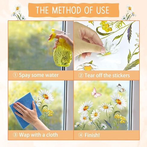 56 PCS Hello Spring Window Cling Sticker, Tulip Butterfly Flower Window Decal for Home Party Supplies Shop Window Glass Display Decoration in Kuwait