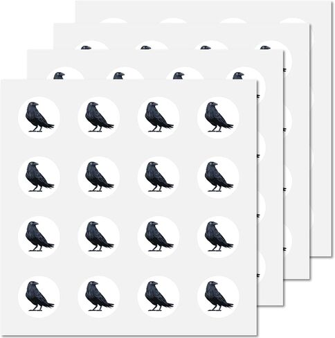 CREATCABIN 128Pcs Raven Crow Planner Stickers Blackbird Helmet Sticker Decals Self-Adhesive Waterproof Sticker Round Dot Cartoon Decal Bulk Stickers for Scrapbooking Calendar Water Bottles Diary 2.5cm in Kuwait