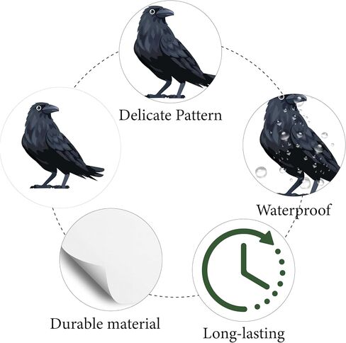 CREATCABIN 128Pcs Raven Crow Planner Stickers Blackbird Helmet Sticker Decals Self-Adhesive Waterproof Sticker Round Dot Cartoon Decal Bulk Stickers for Scrapbooking Calendar Water Bottles Diary 2.5cm in Kuwait