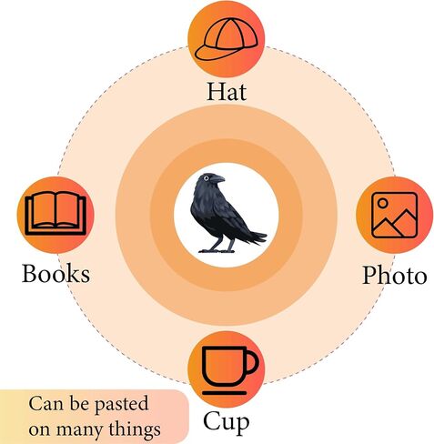 CREATCABIN 128Pcs Raven Crow Planner Stickers Blackbird Helmet Sticker Decals Self-Adhesive Waterproof Sticker Round Dot Cartoon Decal Bulk Stickers for Scrapbooking Calendar Water Bottles Diary 2.5cm in Kuwait