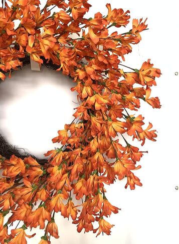 20 Inch Yellow Forsythia Wreath Fall Front Door Wreath Flower Farmhouse Rustic Grapevine Wreath Blossom Cluster Wreath for Festival Celebration Front Door Wall Window Party Decoration Home Décor in Saudi Arabia
