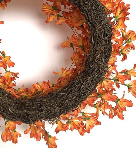20 Inch Yellow Forsythia Wreath Fall Front Door Wreath Flower Farmhouse Rustic Grapevine Wreath Blossom Cluster Wreath for Festival Celebration Front Door Wall Window Party Decoration Home Décor in Saudi Arabia