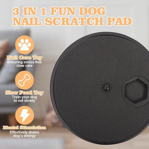 3 in 1 Rotatable Dog Scratch Board with Food Storage Compartment Box Round Stress-Free Scratch Pad ABS Nail Grinder Claw Care Dog Claw Grinder Board (Black) in Saudi Arabia
