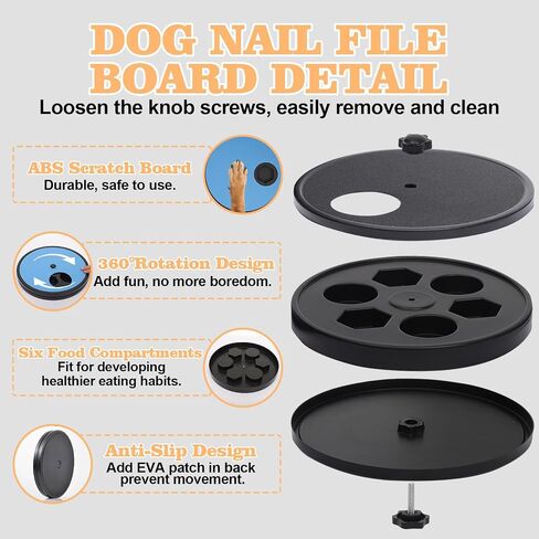 3 in 1 Rotatable Dog Scratch Board with Food Storage Compartment Box Round Stress-Free Scratch Pad ABS Nail Grinder Claw Care Dog Claw Grinder Board (Black) in Saudi Arabia