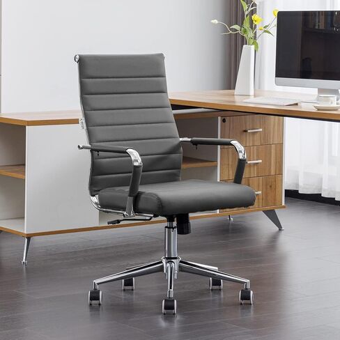 Okeysen Office Desk Chair Conference Room Chairs Modern Ergonomic Executive Swivel Chair Adjustable Height PU Leather Home Desk Chairs with Armrests Comfy Computer Task Chairs with Wheels (Black) in Kuwait