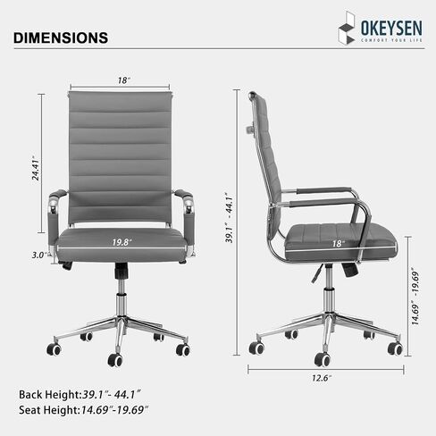 Okeysen Office Desk Chair Conference Room Chairs Modern Ergonomic Executive Swivel Chair Adjustable Height PU Leather Home Desk Chairs with Armrests Comfy Computer Task Chairs with Wheels (Black) in Kuwait