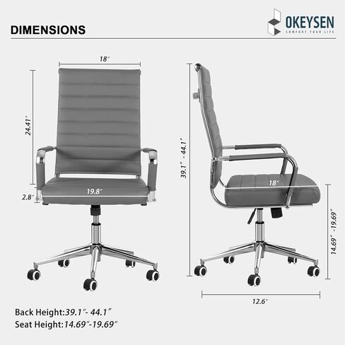 Okeysen Office Desk Chair Conference Room Chairs Modern Ergonomic Executive Swivel Chair Adjustable Height PU Leather Home Desk Chairs with Armrests Comfy Computer Task Chairs with Wheels (Black) in Kuwait