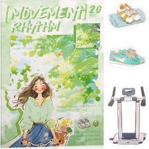 Movement Rhythm Sticker Scrapbooking Supplies for Junk Journal, 20 Sheets PET Stickers - Vintage Journaling Stickers, Ephemera Sticker Book Pre Cut(TZ-009-007)