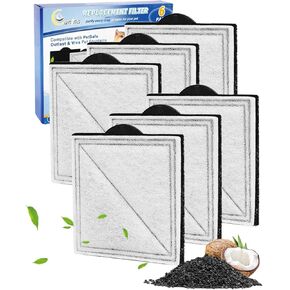 6-Pack Cat Fountain Filter Replacement Compatible with PetSafe Outlast Pumpless Pet Fountains, Fit for Viva Cat Water Fountain Stainless Steel, Filters