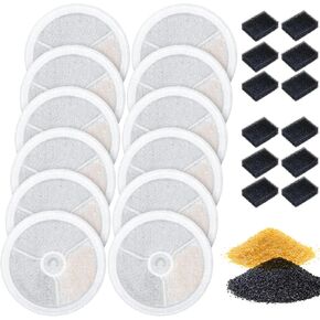 12 PCS Upgraded Filter Unit 3.0 Fit for Pet Cat Water Fountain E versweet 2S/3/3 Pro, E versweet Solo 2/Solo SE, 12 PCS Replacement Filter and 12 PCS Foam Pump Filt-er