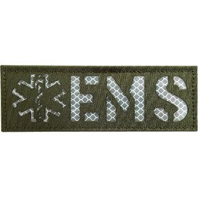 Reflective EMS EMT Star of Life Back Panel Patch Laser Cut Patch (Black-White, 8.5X3 INCH)