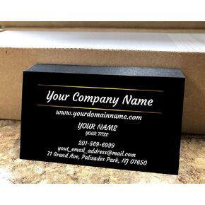 Simple Custom Premium Business Cards, Available 100,250,500,1000pcs, Full color 2sides - Black business cards with Two Sunny lines design-16pt (350gsm-Thick paper), Made in The USA
