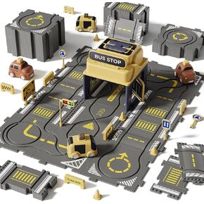 Large Puzzle Race Car Track Set for Toddlers Kids, Puzzle Tracks Car Play Set, Race Tracks Toys for Toddler Boys 3 4 5 6 Year Old Car Track Toys Birthday Gifts for Boys Age 3-5 4-6