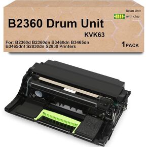 B2360 Black Drum Unit 331-9810 331-9811 Replacement for Dell KVK63 Imaging Unit B2360d B2360dn B3460dn B3465dn B3465dnf S2830dn S2830 Printer(1-Pack)