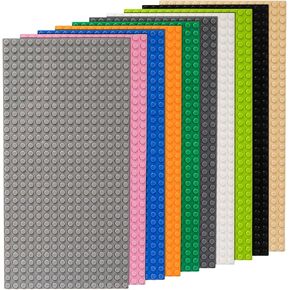 ZENFUN 10 Pack Baseplates Building Plates for Building Bricks, 10'' x 5'', Classic Build Baseplates Compatible with Major Brick Brands