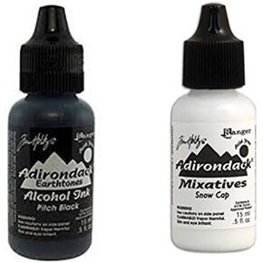 Ranger Tim Holtz Adirondack Alchol Ink & Mixative Pitch Black and Snow Cap White TIM34049