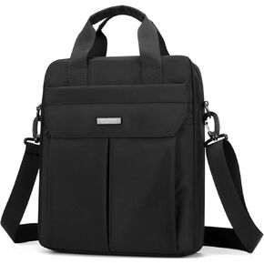 Laptop Bag 14 Inch Briefcase for Men Women Waterproof Nylon Lightweight Compact, Shoulder Messenger Handbag for Business Work Office Travel College Black