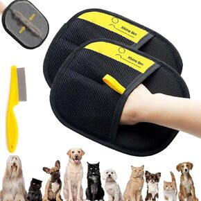 Cxtcomfy Pet Hair Remover, Reusable Electrostatic Pet Hair Remover, 2025 New Upgraded Pet Hair Remover Glove, Double Sided Pets Grooming Gloves, Electrostatic Gloves Pet Hair Removal for Cat Dog (2PC)