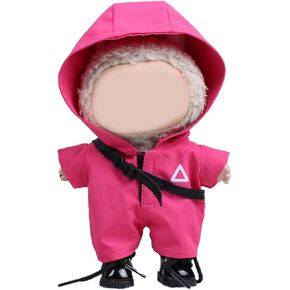 Outfit for Labubu Doll, Rose Pink Windbreaker Set - Cool Casual 17cm Doll Clothes Compatible with Labubu (No Doll)