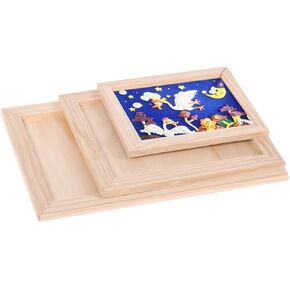 Gadpiparty 2Pcs Blank Wooden Picture Frames for DIY Painting Display Stands Handmade Wall Decoration for Crafting and Art Projects