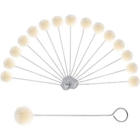 15 PCS Wool Daubers Ball Brush, Leather Dye Applicator Shoe Dye Tool Leather Crafting Tools with Metal Handle for Dying Staining DIY Crafts Projects Shoe Shine Polish