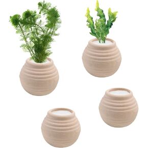 4 Pack Aquatic Plants Fixed Ring Set, Anti-Floating Ceramic Planter for Fixing Water Plants, Aquarium Decoration Fish Tank Accessories Landscaping Ornaments, White