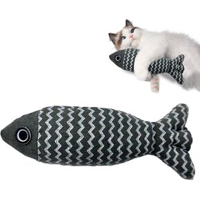 Cat Toy Fish, 1 Piece Navy Catnip Toys, Soft Linen, Indoor Cat Interactive Exercise Kick Toys 7.8 Inch for All Breeds of Cats