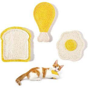 Potaroma Loofah Cat Chew Toys with Catnip and Silvervine, 3PCS Interactive Kitten Loofa Dental Teething and Biting Catnip Toys for Cat's Dental Cleaning, 3.2 Inches