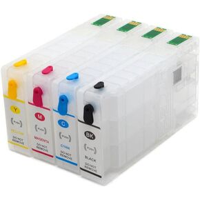 Refillable Ink Cartridge Set of 4 Colors with ARC Chip Compatible with Various Printers