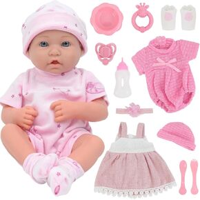 UNICORN ELEMENT 14 Inch Baby Doll with Accessories, Reborn 14 inch Baby Dolls Clothes Included Feeding Bottles, Diapers, Pacifier, Best Gift for Ages 3+