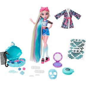 Monster High Doll, Lagoona Blue Spa Day with Wear & Share Accessories Including Hairstyling Clips, Hair Chalk & Tattoos